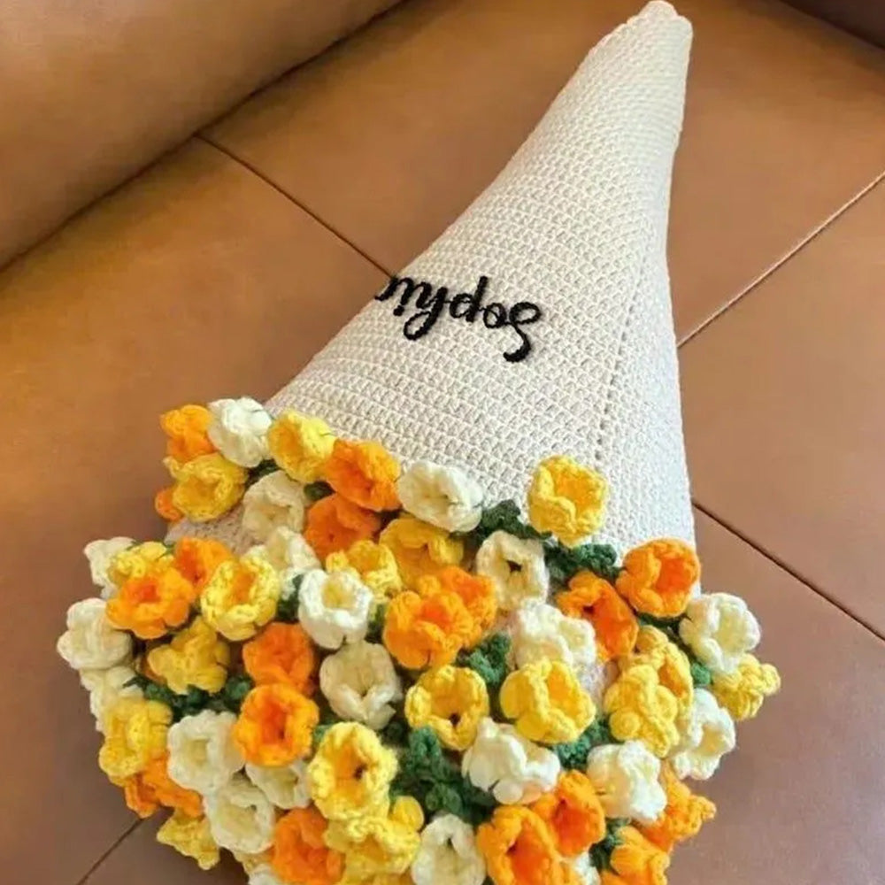 Personalized Name Hand-Knitted Rose Blanket | Crocheted Floral Blanket