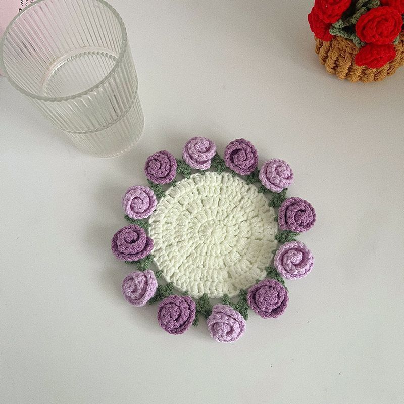 Handmade Crochet Flower Coaster | Crochet Flower Bouquet | Coaster Gift for Her